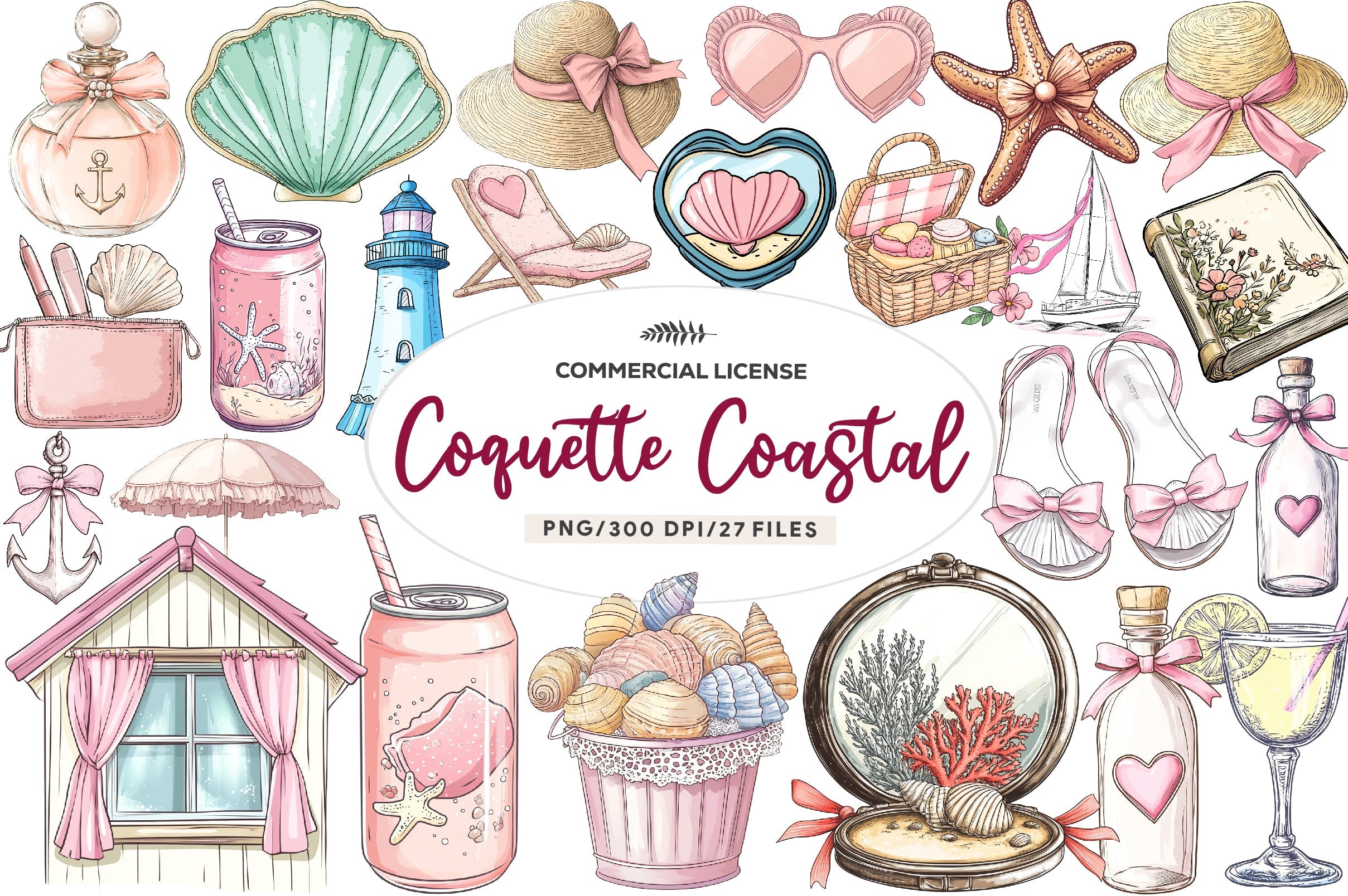 Coquette Coastal Clipart Bundle