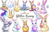 Glitter Bunny & Easter Egg Design Clipart Bundle