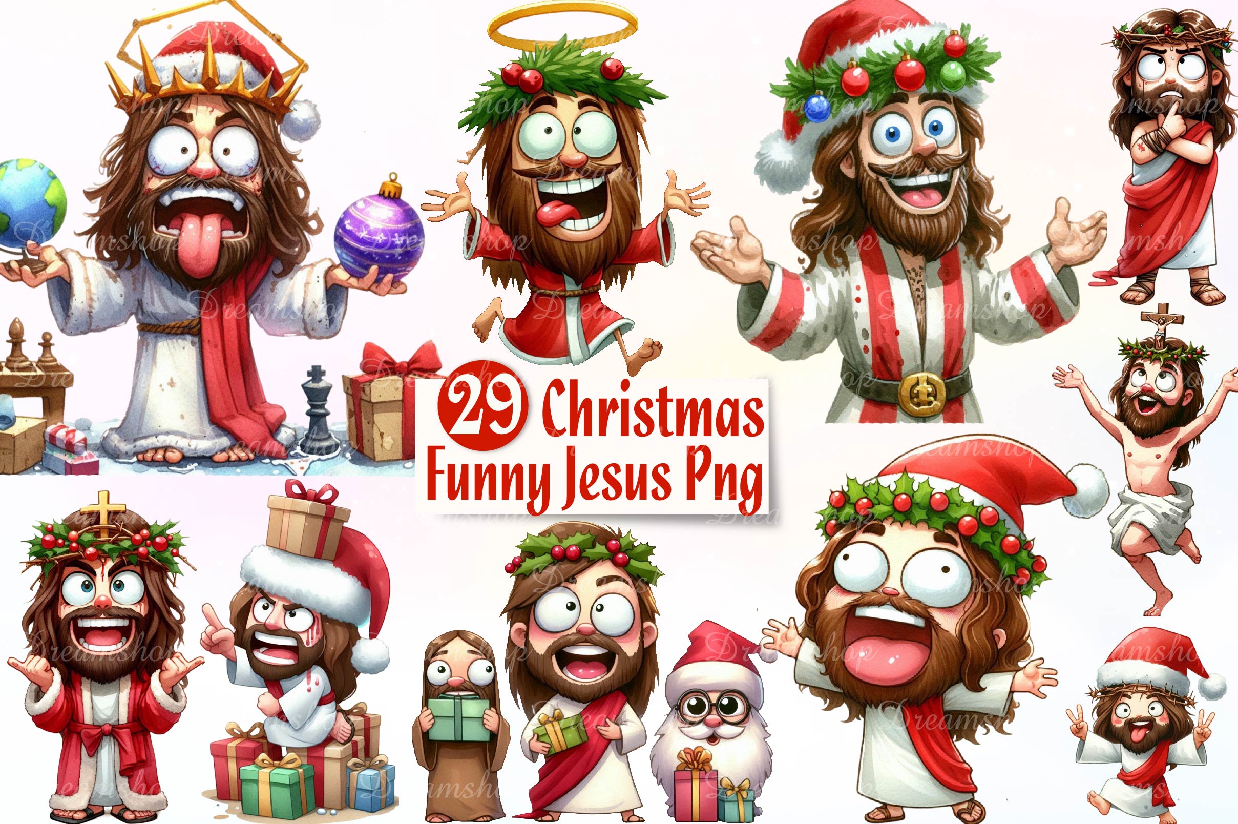 Funny Christmas Jesus Clipart Bundle