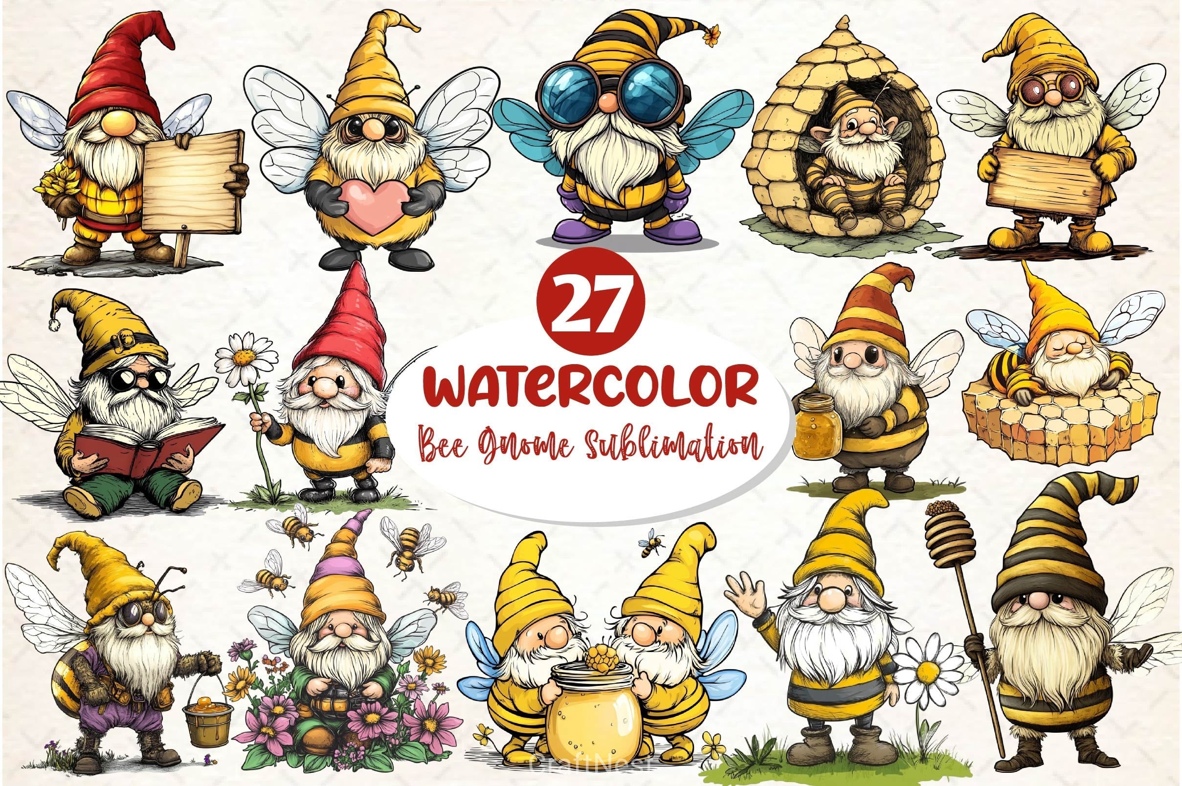 Bee Gnome Clipart Bundle 5