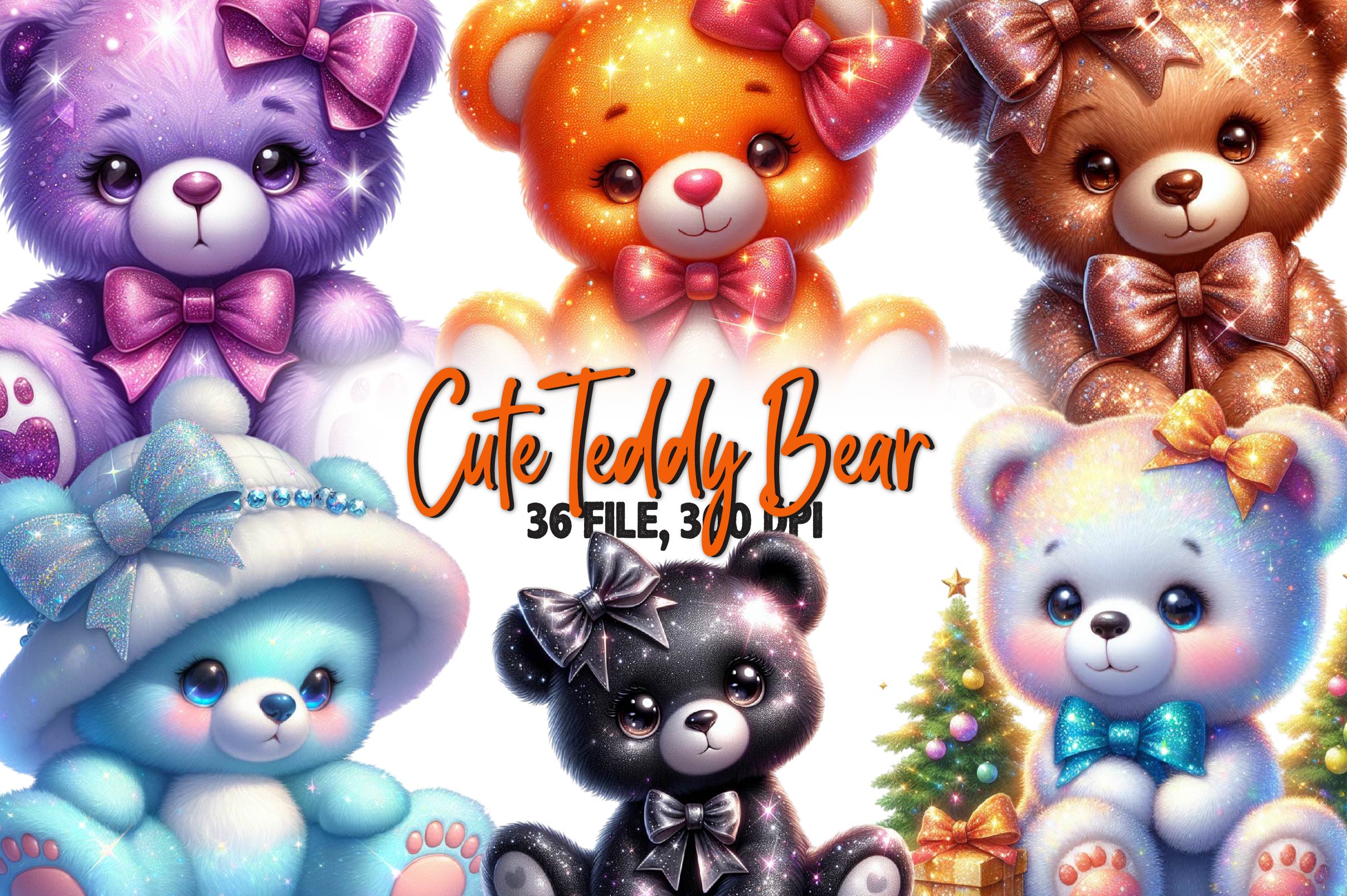 Cute Teddy Bear Clipart Bundle