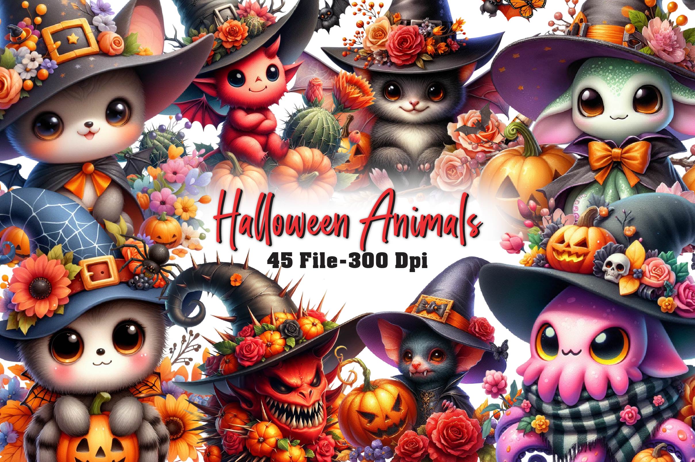 Halloween Animals Clipart Bundle 1