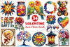 Stained Glass Valentines Clipart Bundle