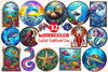 Round Stained Glass Sea Animals Clipart Bundle