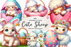 Easter Cute Sheep Easter Clipart Bundle