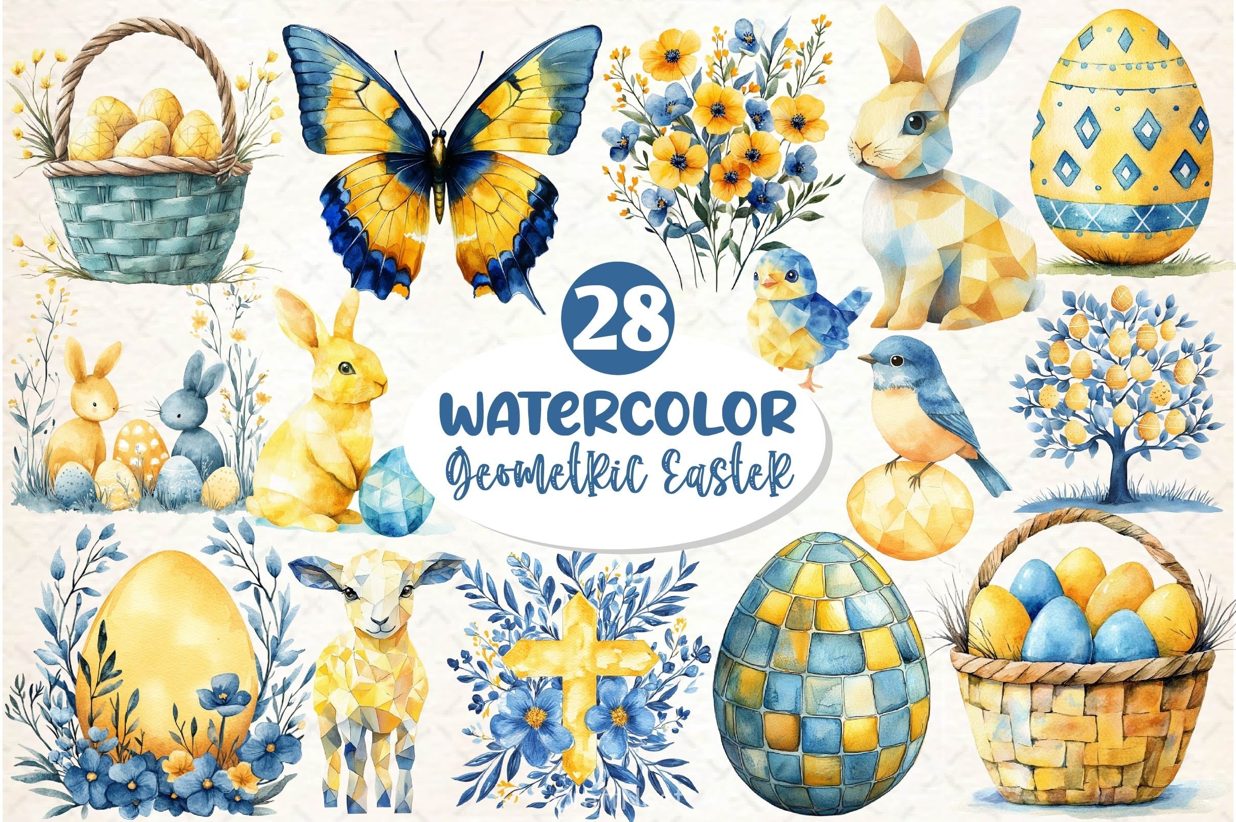 Geometric Pastel Easter Clipart Bundle