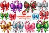Glitter Christmas Bow Candy Cane Clipart Bundle