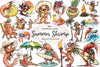 Cute Summer Shrimp Clipart Bundle