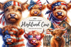 Patriotic Highland Cow Clipart Bundle