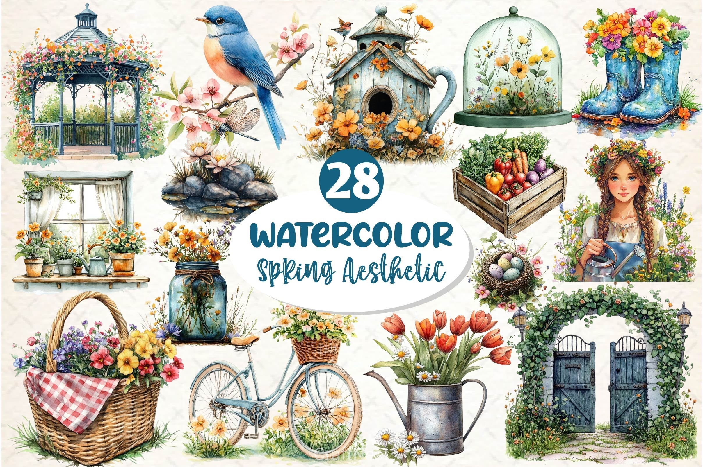 Spring Aesthetic Clipart Bundle