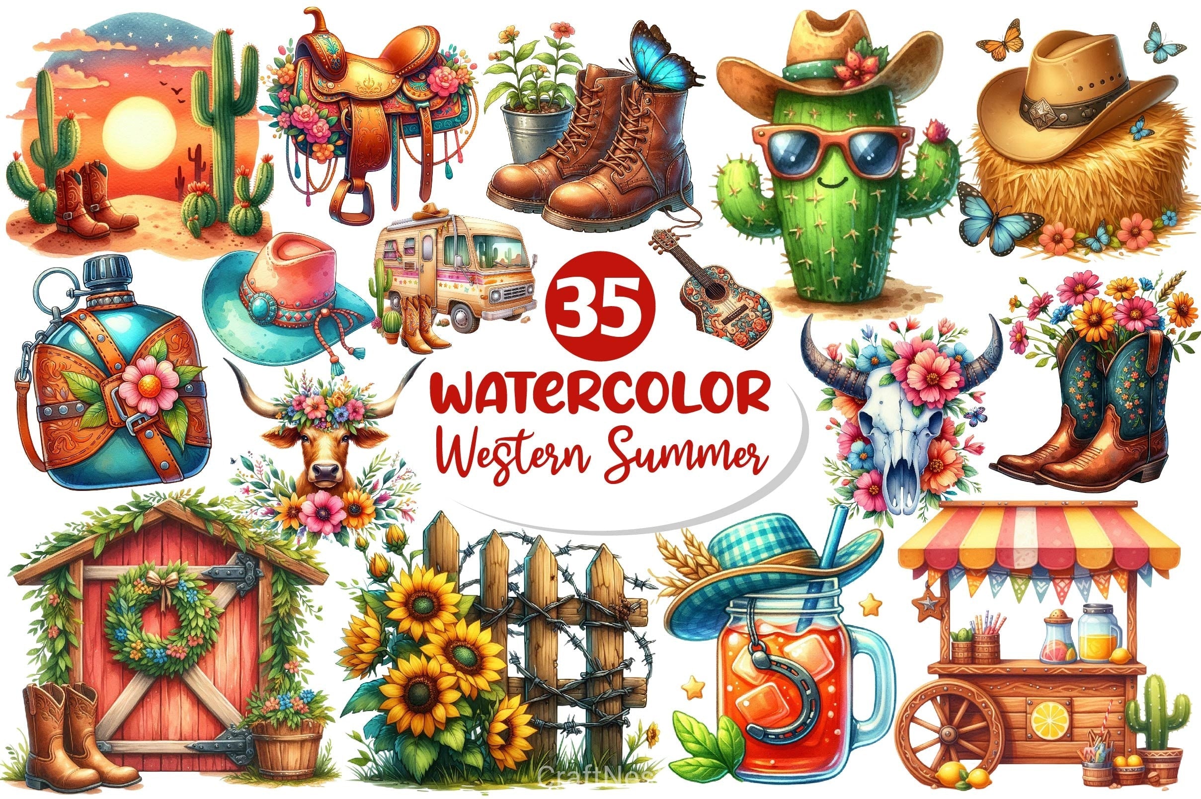 Western Summer Clipart Bundle 3