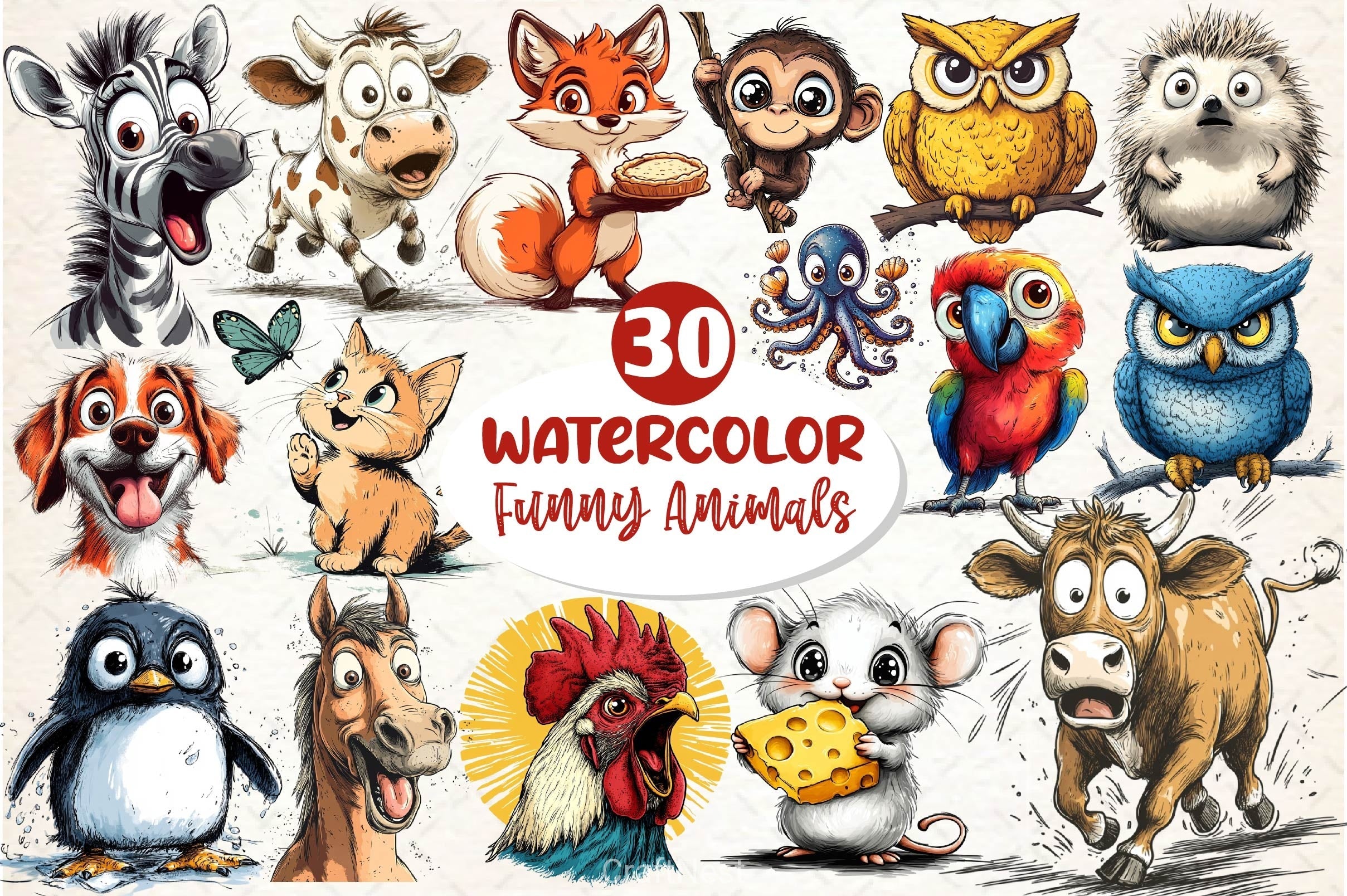 Funny Animals Clipart Bundle 4