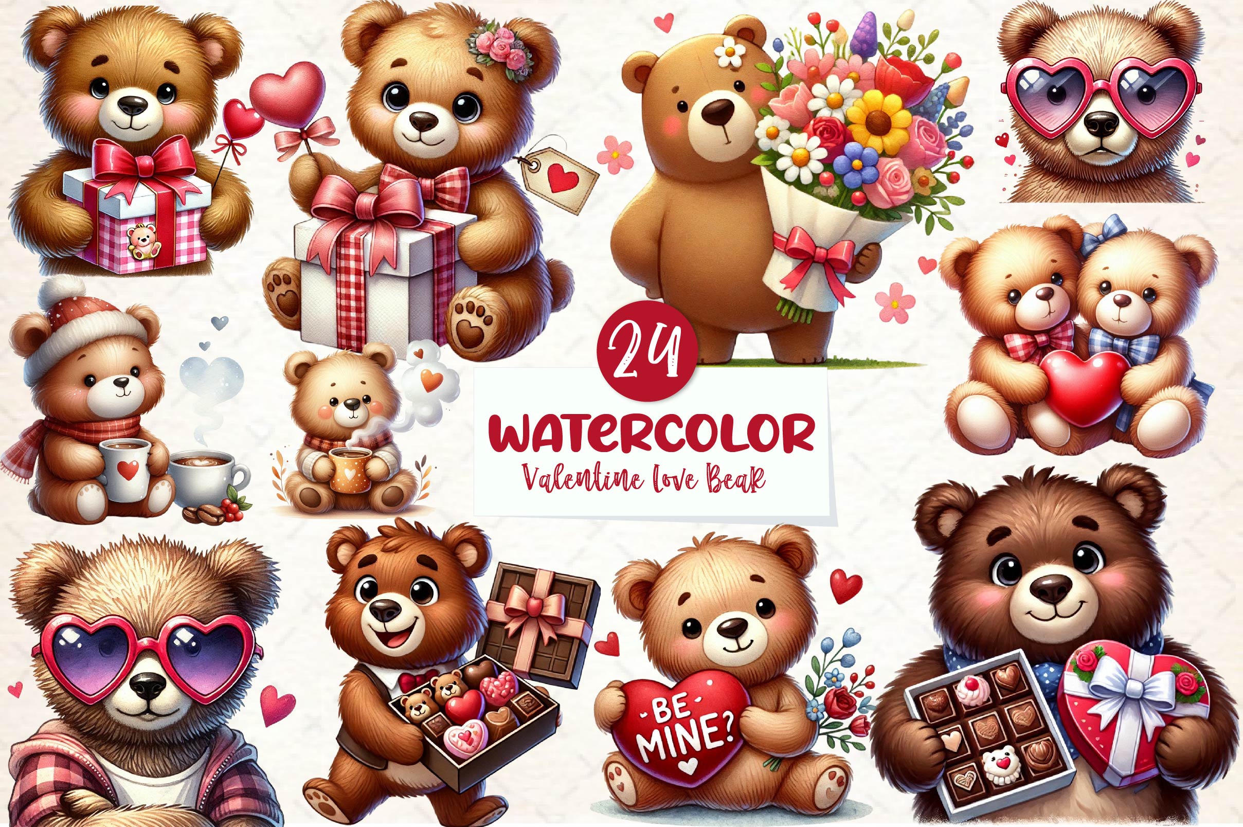 Valentine's Day Love Bear Clipart Bundle 1