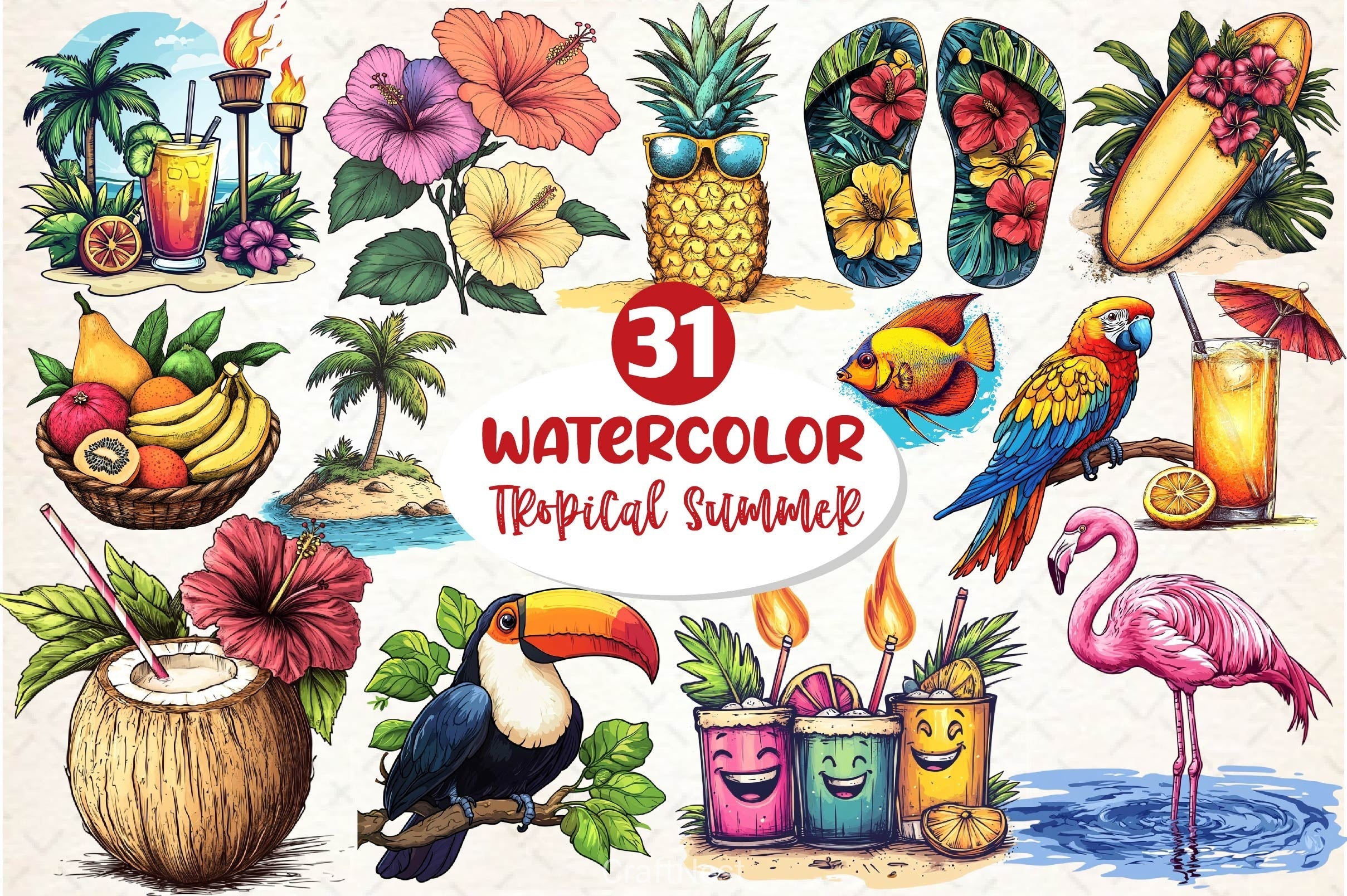 Tropical Summer Clipart Bundle 4