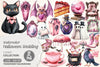 Pink Halloween Witch Wedding Clipart Bundle