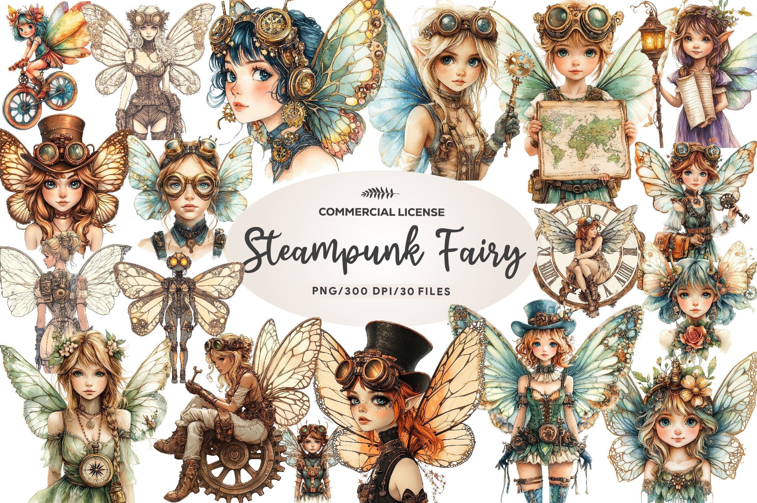 Steampunk Fairy Clipart Bundle 1