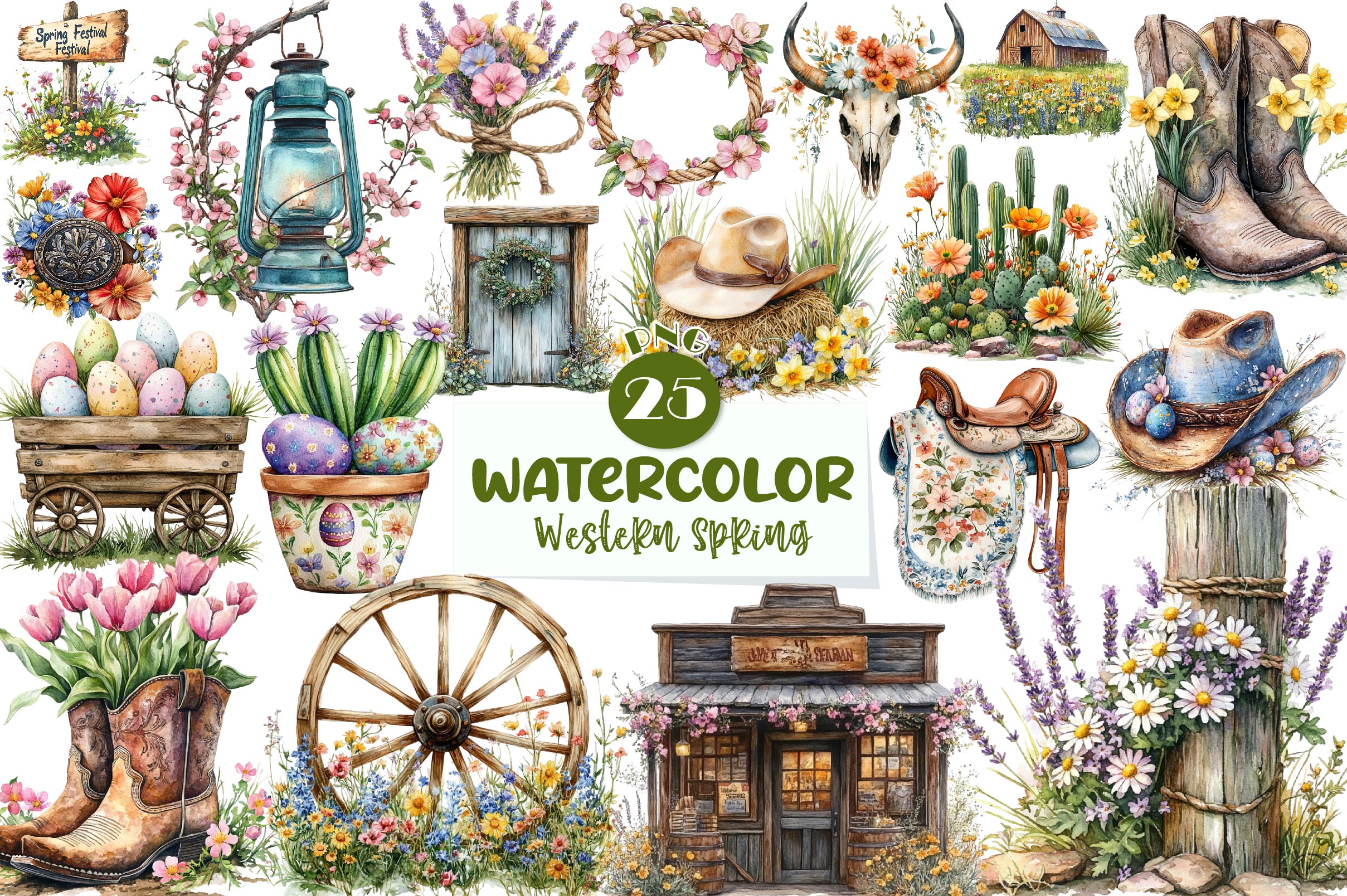 Western Spring Clipart Bundle
