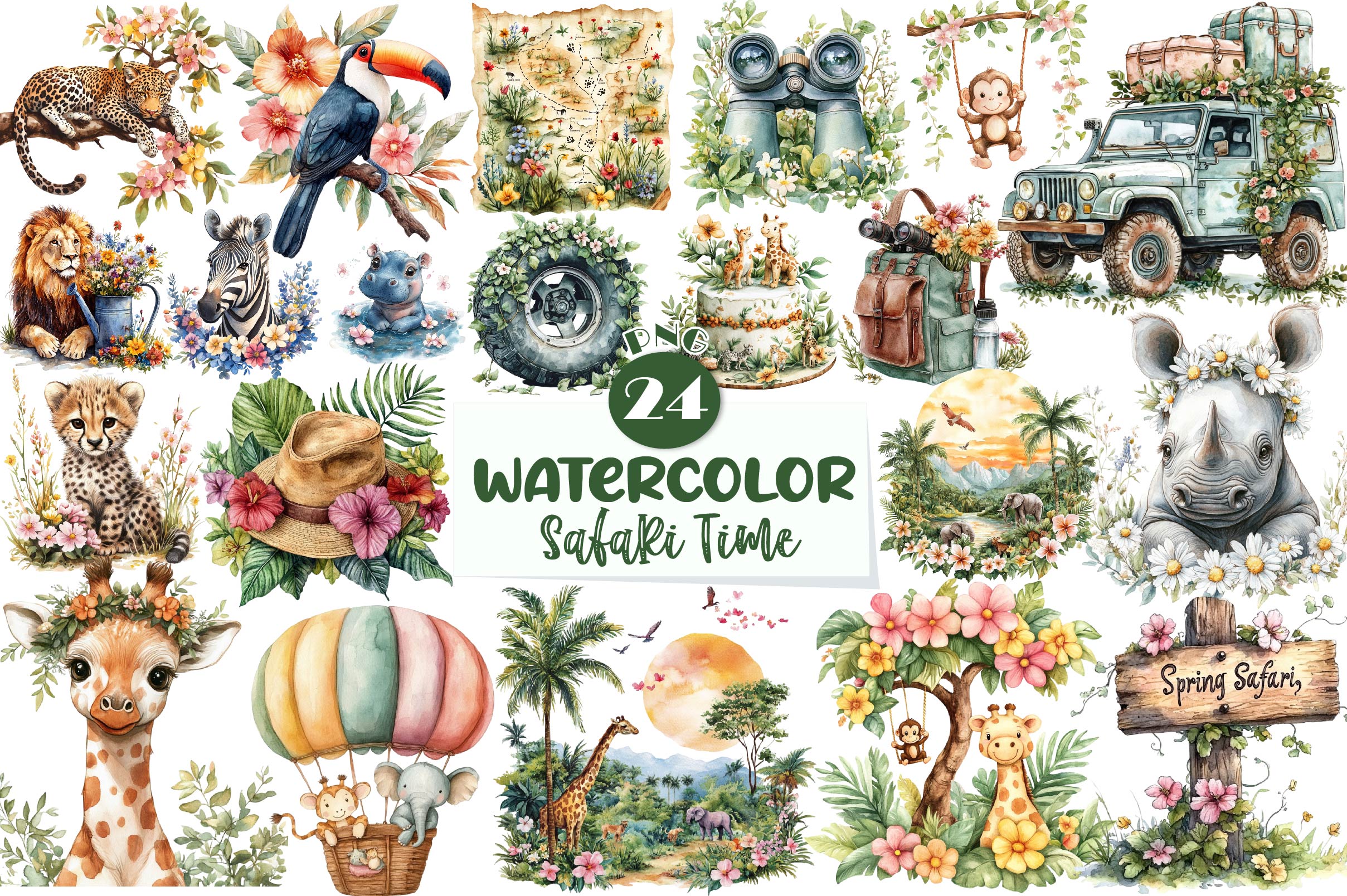 Spring Safari Time Clipart Bundle