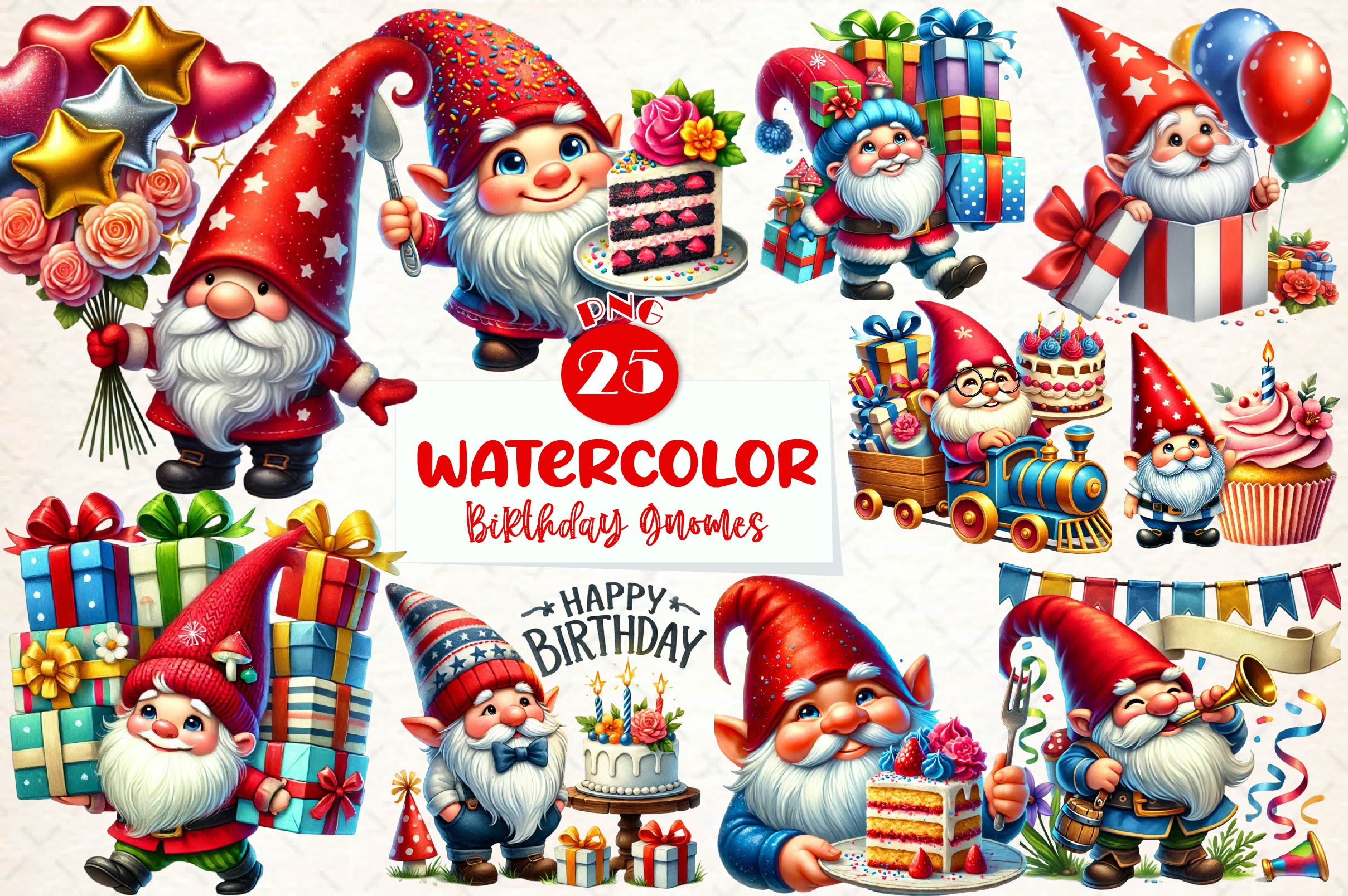 Birthday Gnomes Clipart Bundle