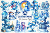 Blue Christmas Snowman Clipart Bundle 2