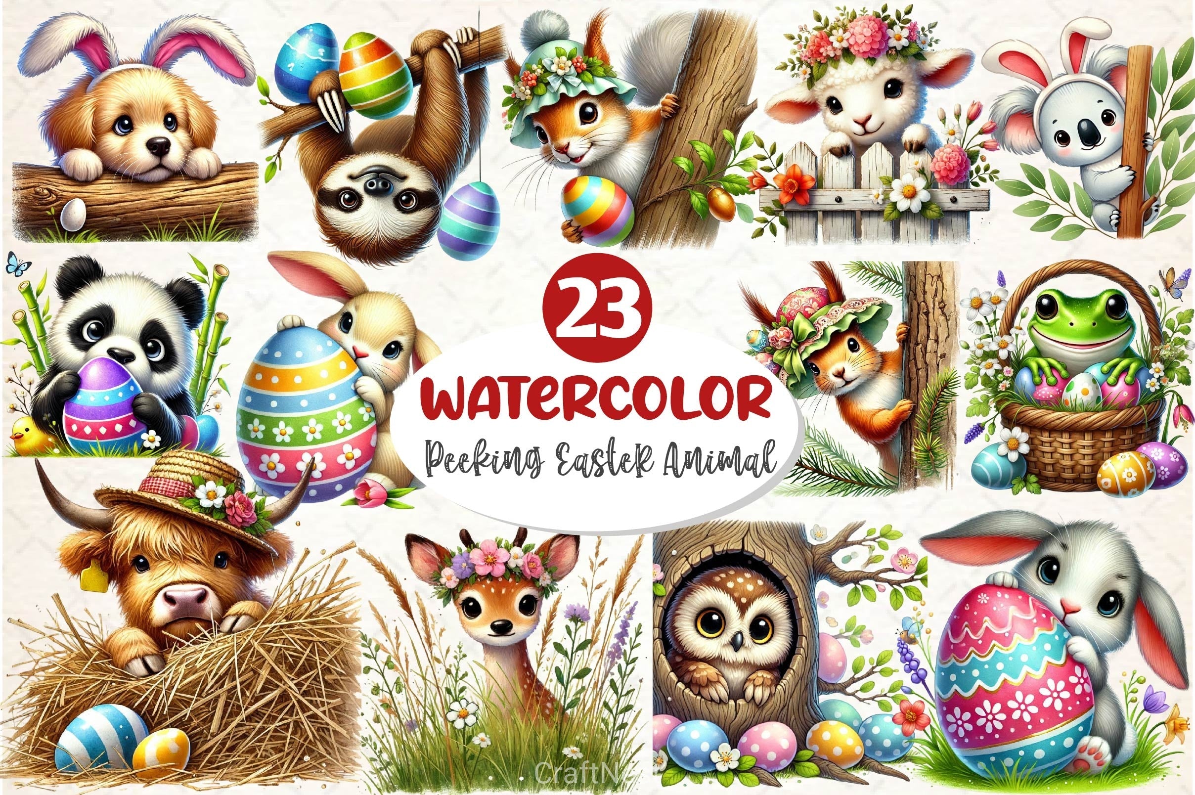 Peeking Easter Animal Clipart Bundle 2