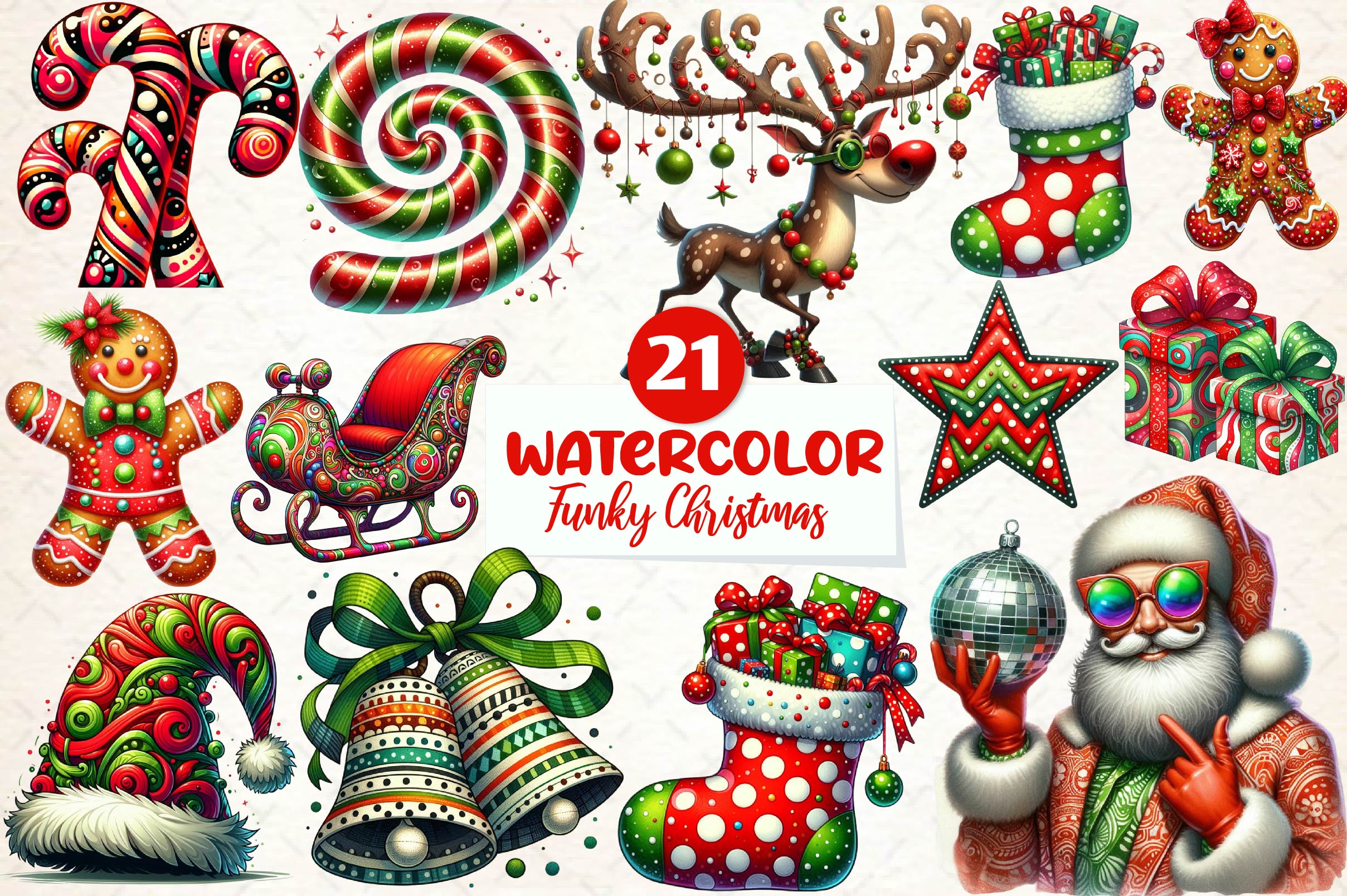 Funky Christmas Clipart Bundle 1