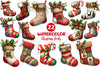 Rustic Christmas Stocking Socks Clipart Bundle