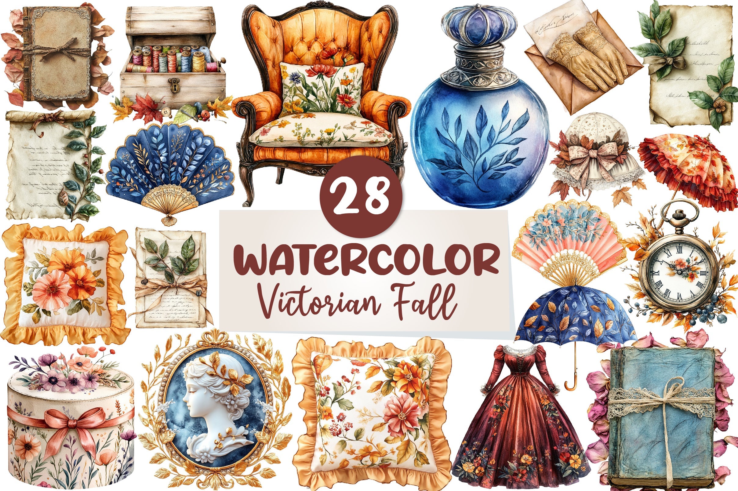 18th Century Victorian Fall Clipart Bundle