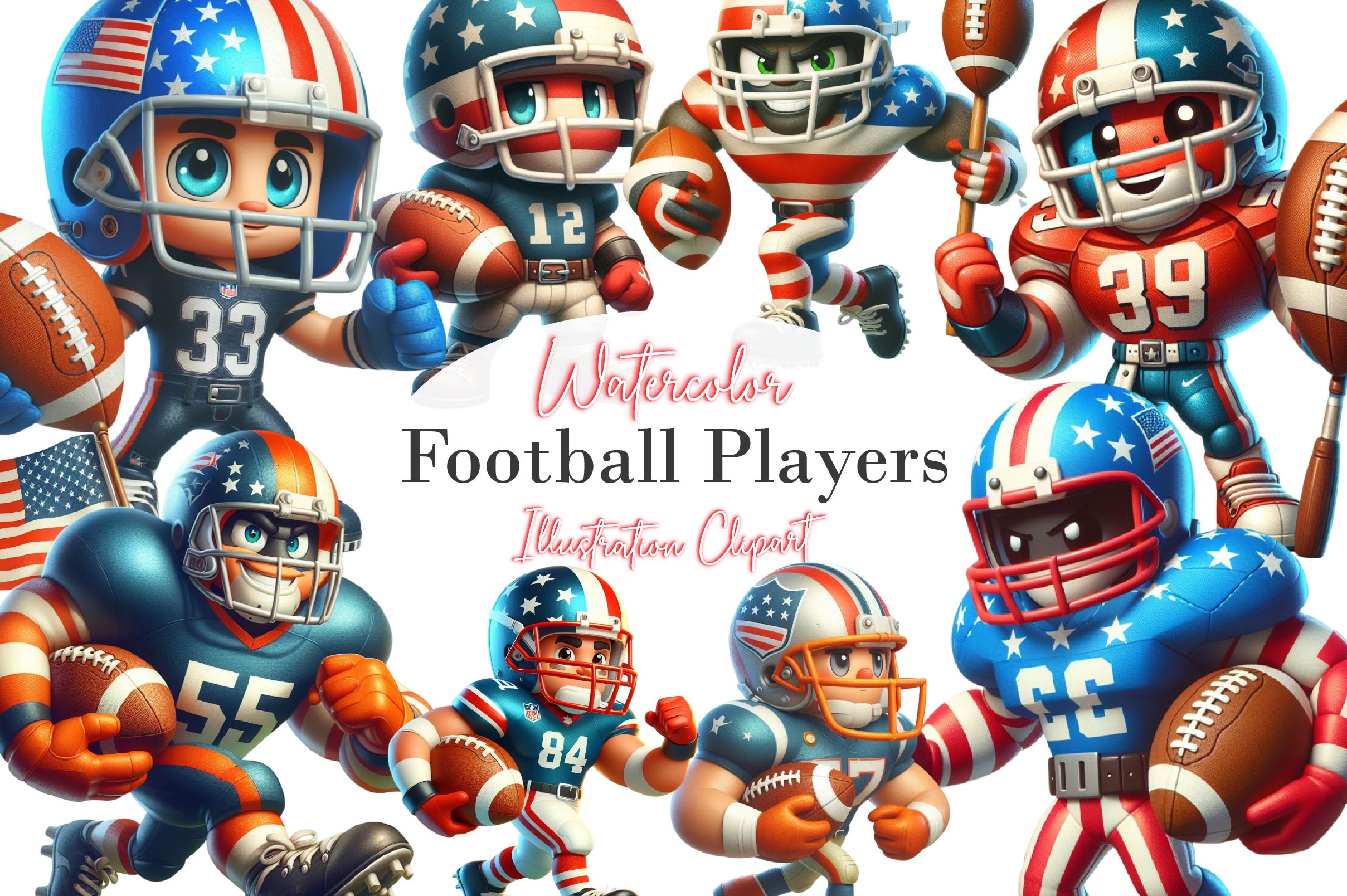 Fantasy Football Players Clipart Bundle