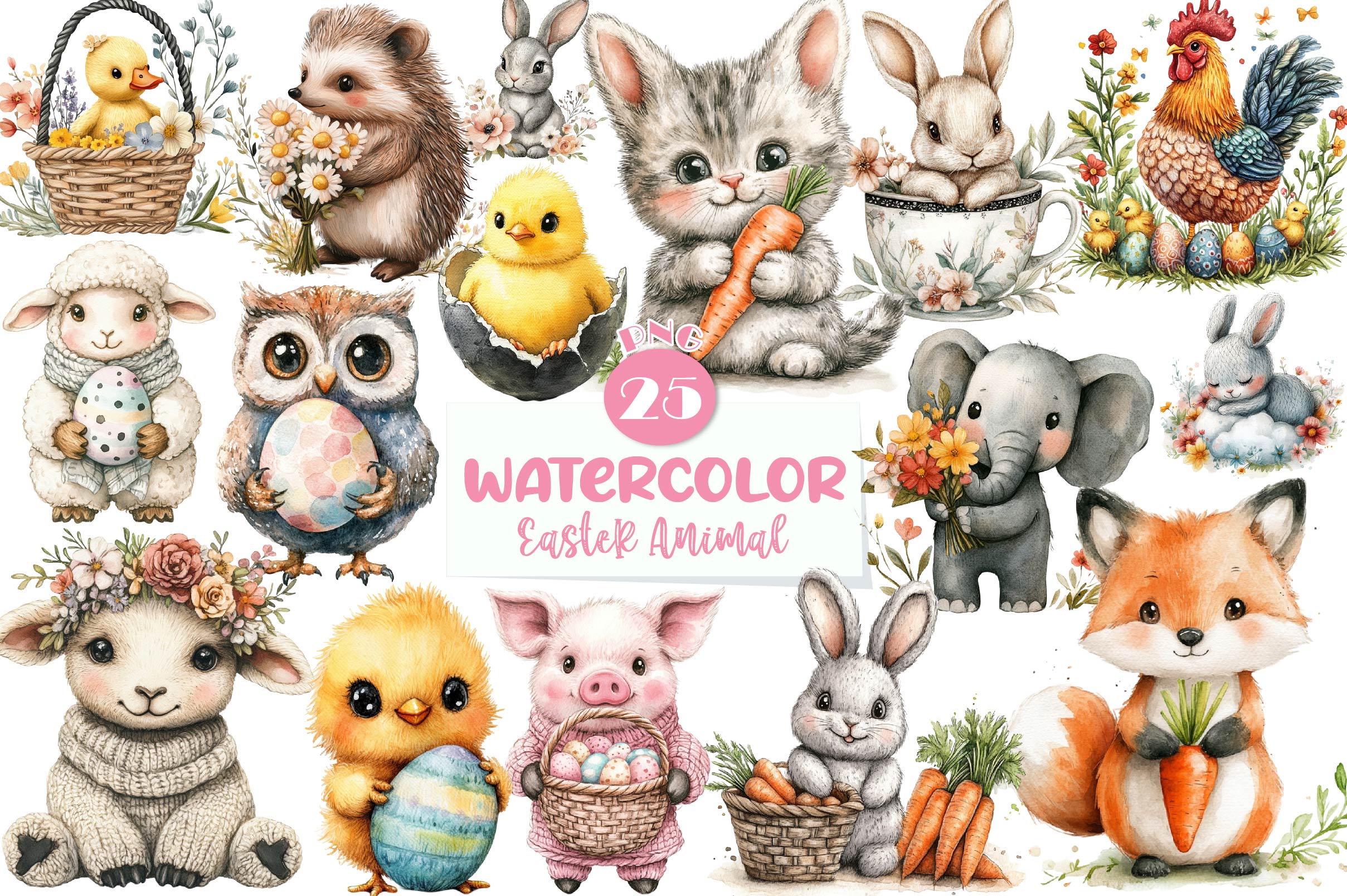 Cute Crochet Easter Animal Clipart Bundle