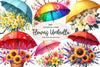 Spring Flowers Umbrella Clipart Bundle 2