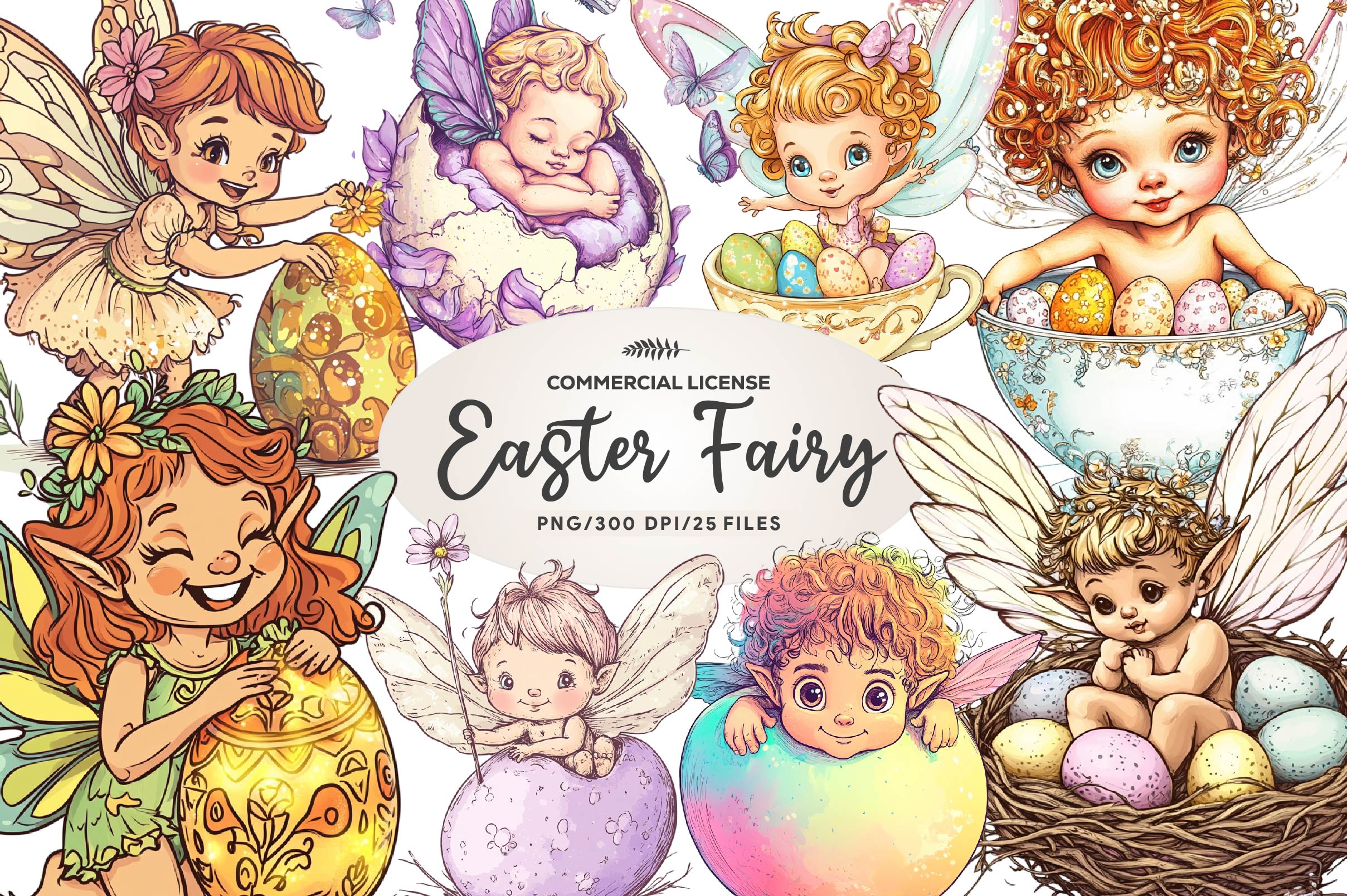 Easter Fairy Clipart Bundle