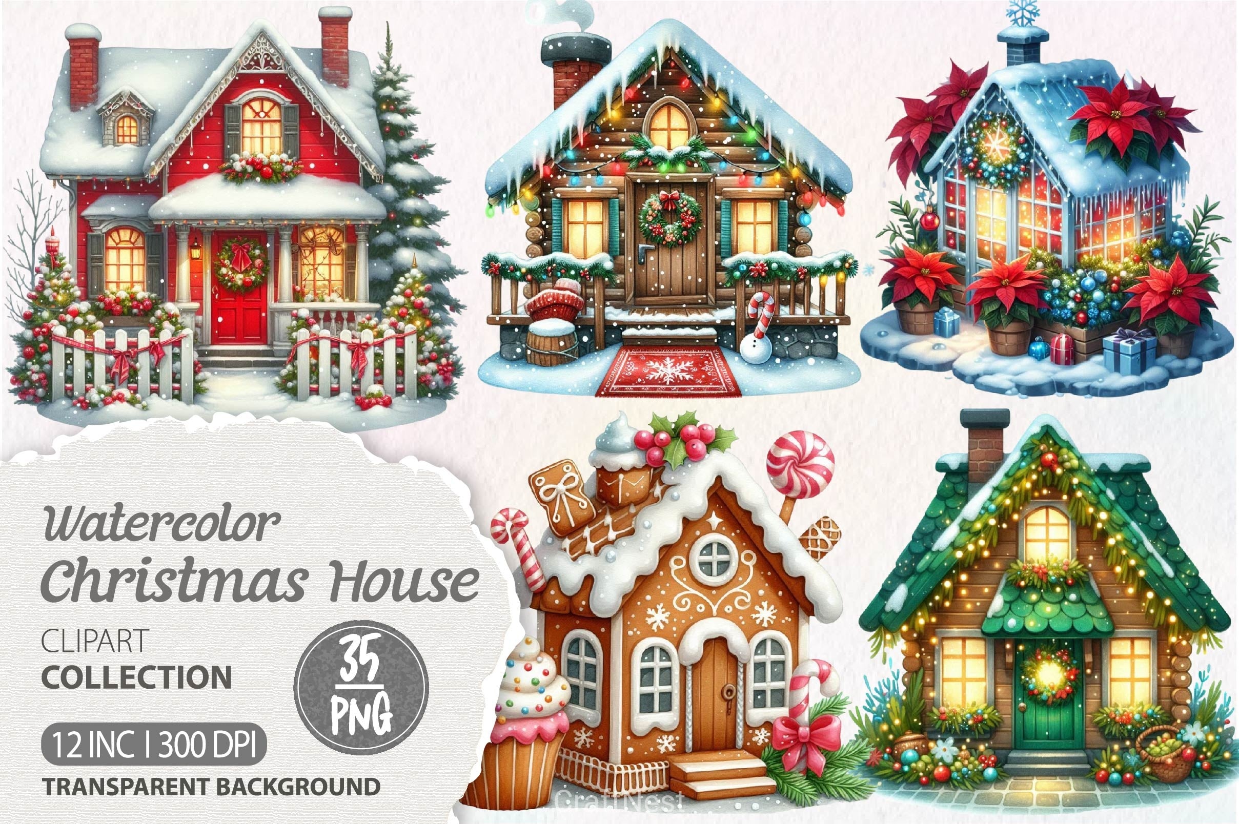 Christmas House Clipart Bundle 2