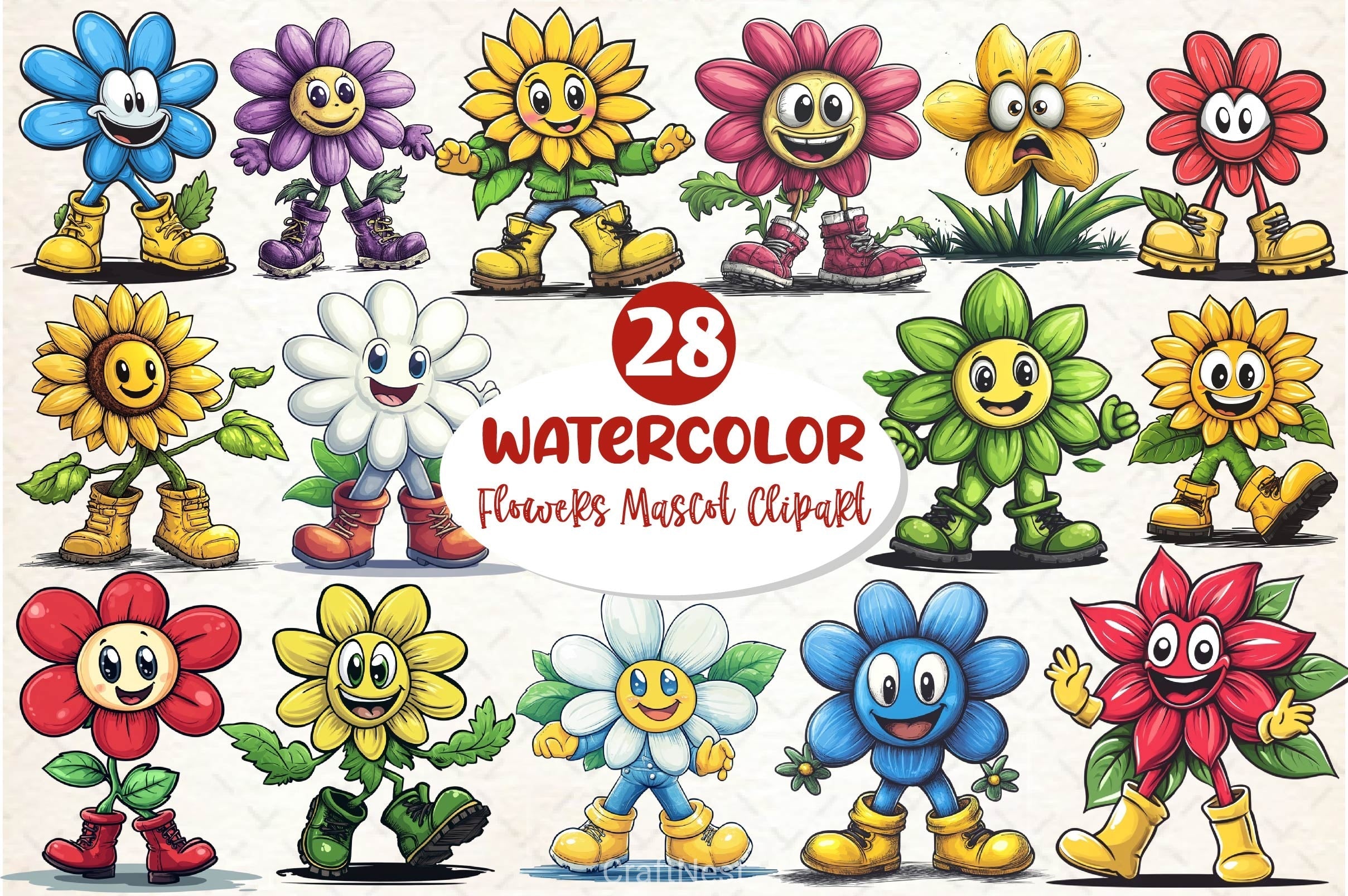 Flowers Mascot Clipart Bundle 2