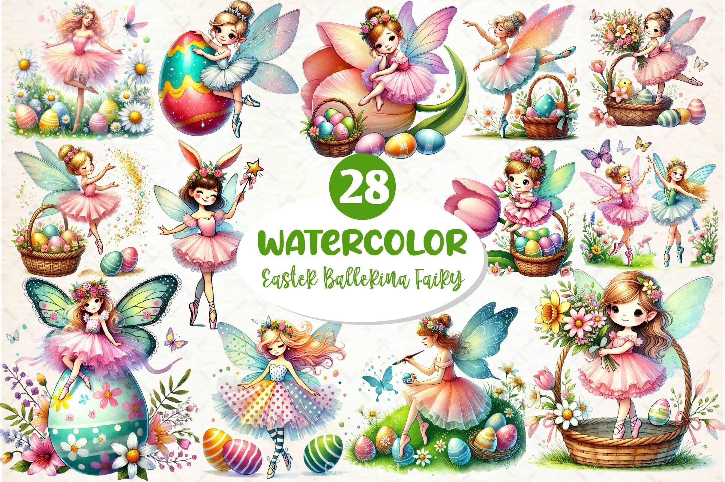 Easter Ballerina Fairy Clipart Bundle 1