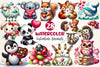 Valentine Design Valentine Animals Clipart Bundle 2