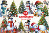 Christmas Snowman With Cats Clipart Bundle