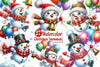 Christmas Balloon Snowman Clipart Bundle