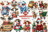Old Rustic Christmas Cow Clipart Bundle