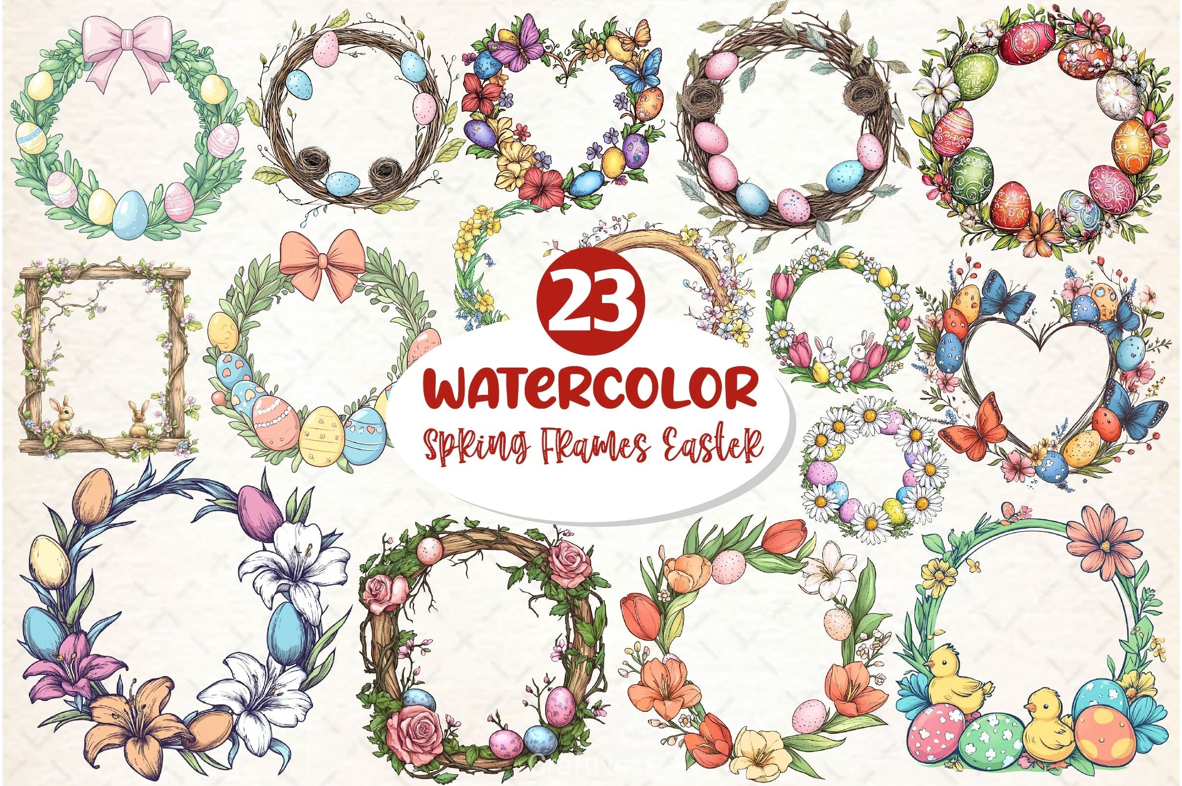 Spring Frames Easter Clipart Bundle