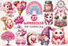 Whimsical Pink Valentines Day Clipart Bundle