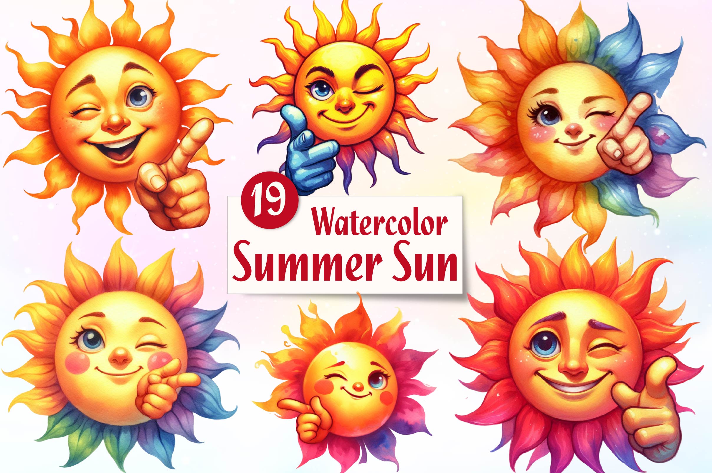 Summer Sun Cute Sun Clipart Bundle