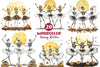 Autumn Dancing Skeleton Clipart Bundle