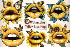 Yellow Lips Clipart Bundle - CraftNest - Digital Crafting and Art