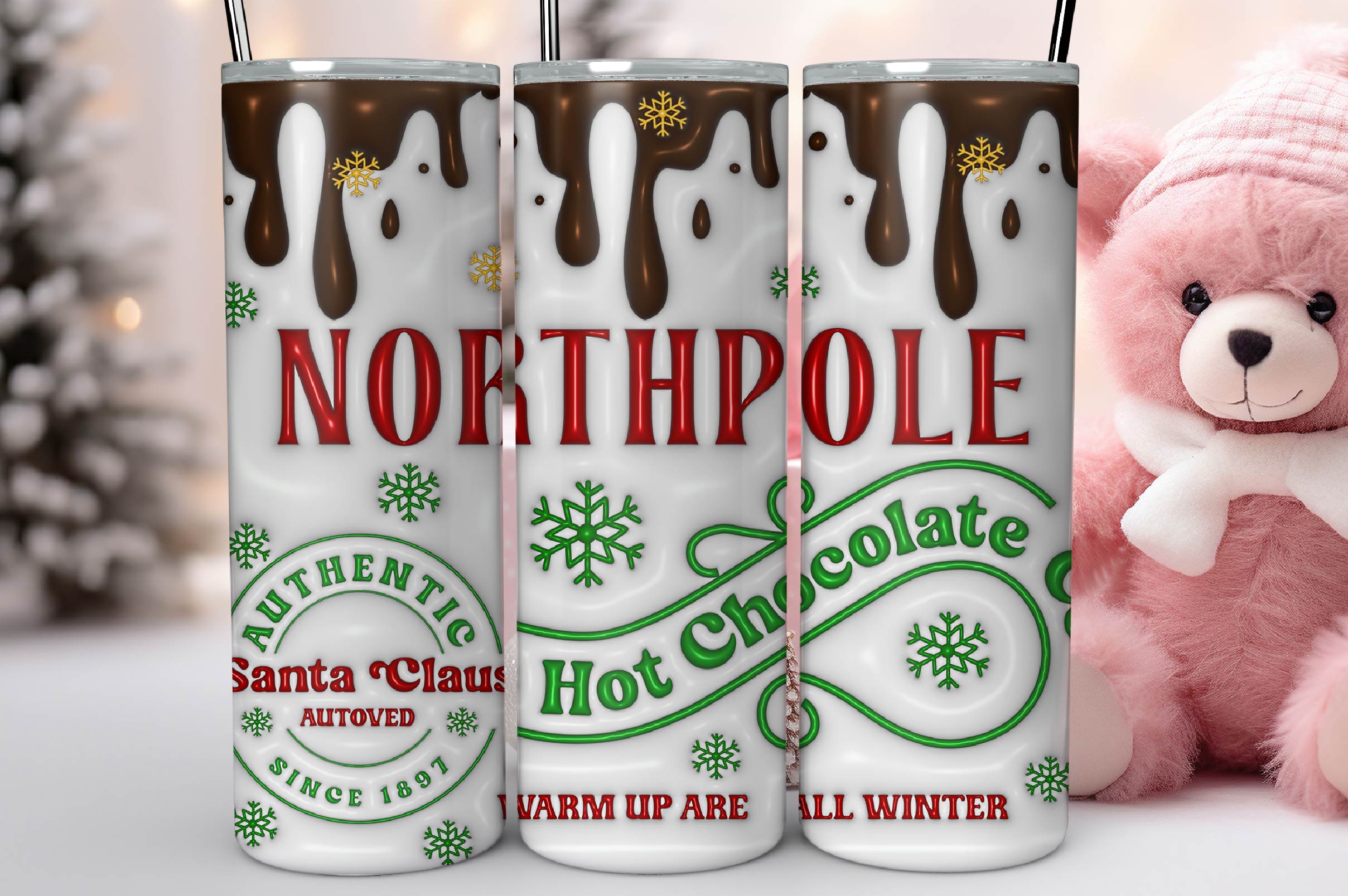 3D Christmas Inflated Tumbler Bundle 6