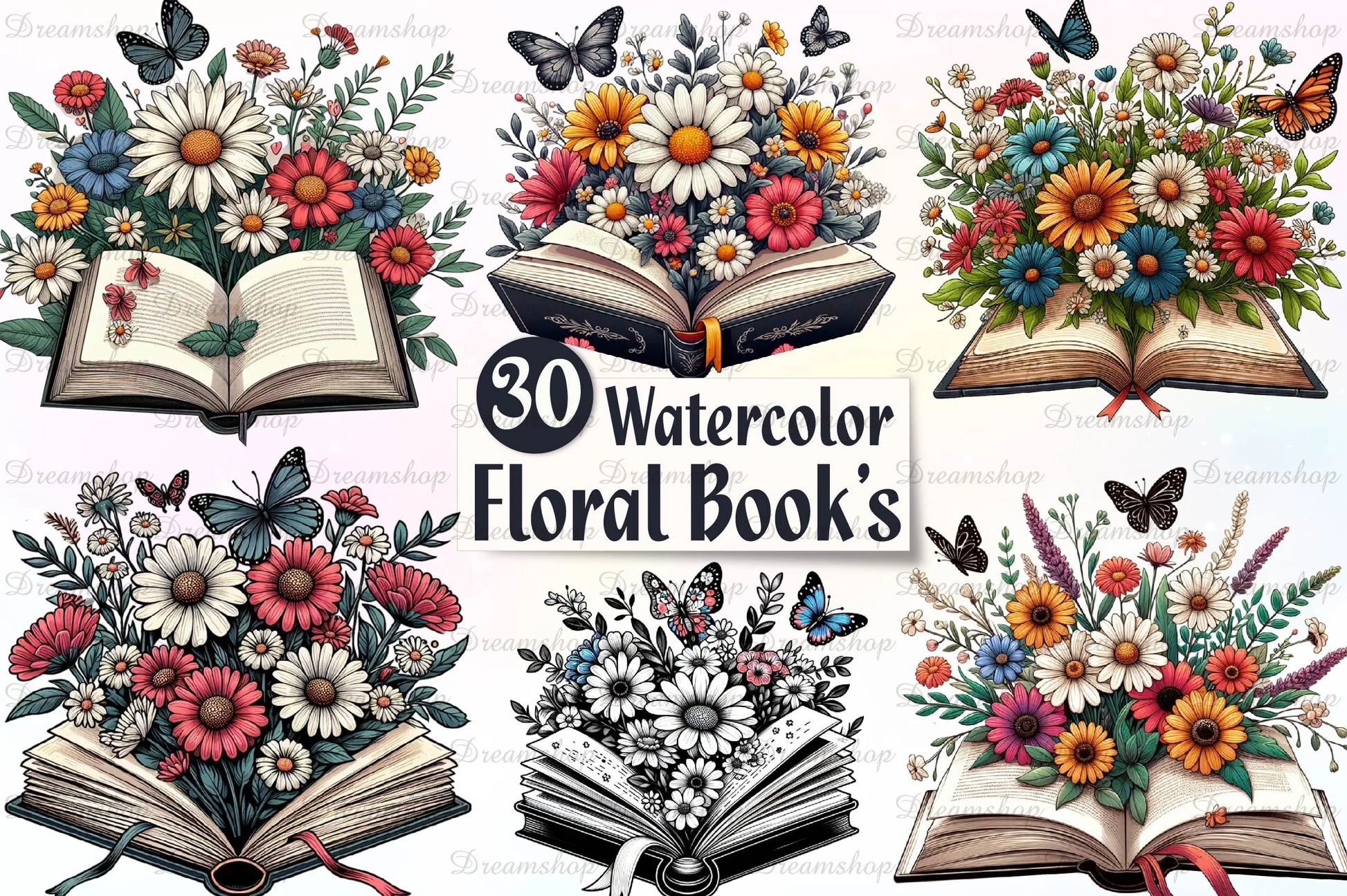 Floral Book Clipart Bundle - CraftNest - Digital Crafting and Art