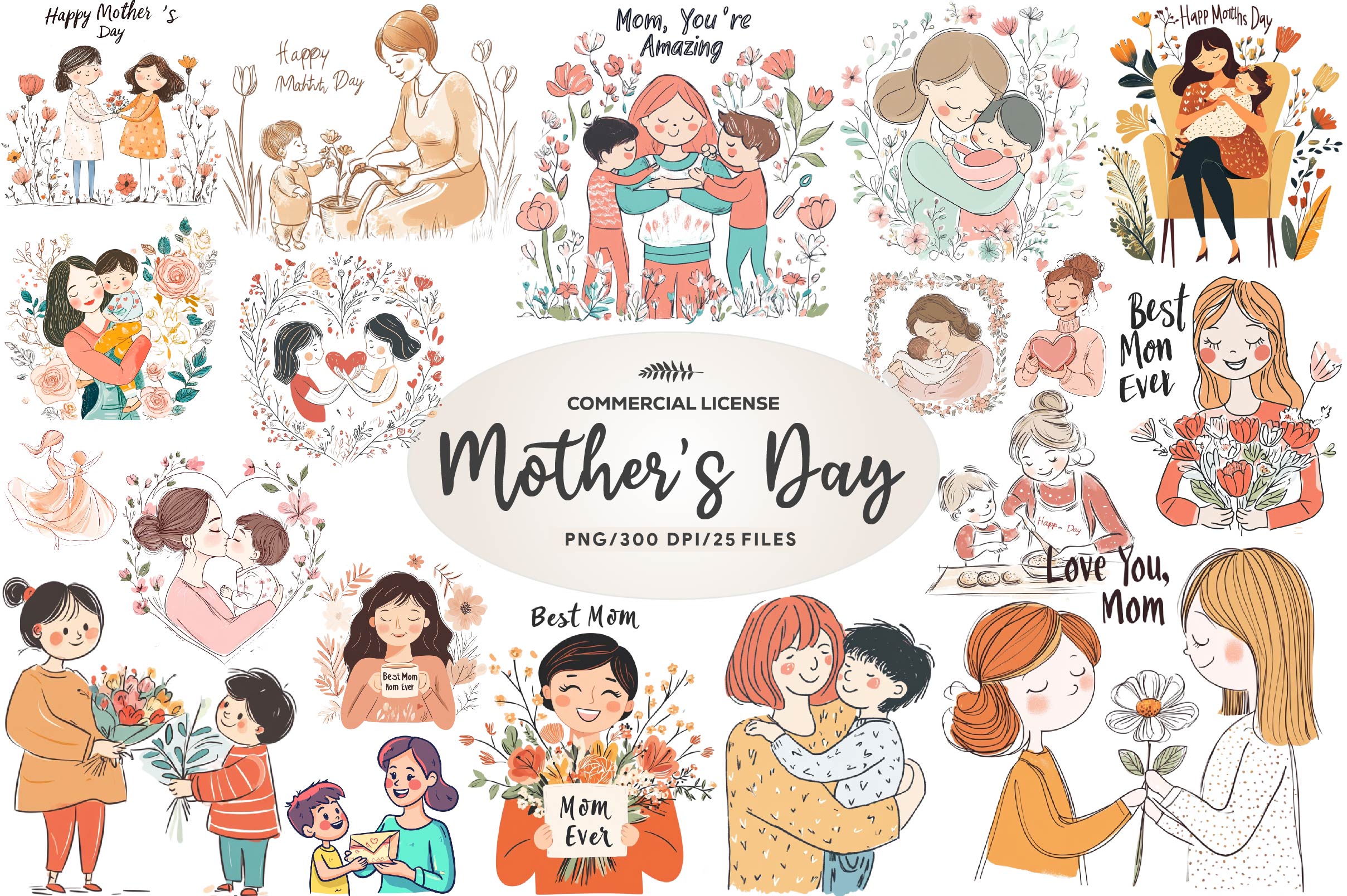 Happy Mothers Day Clipart Bundle
