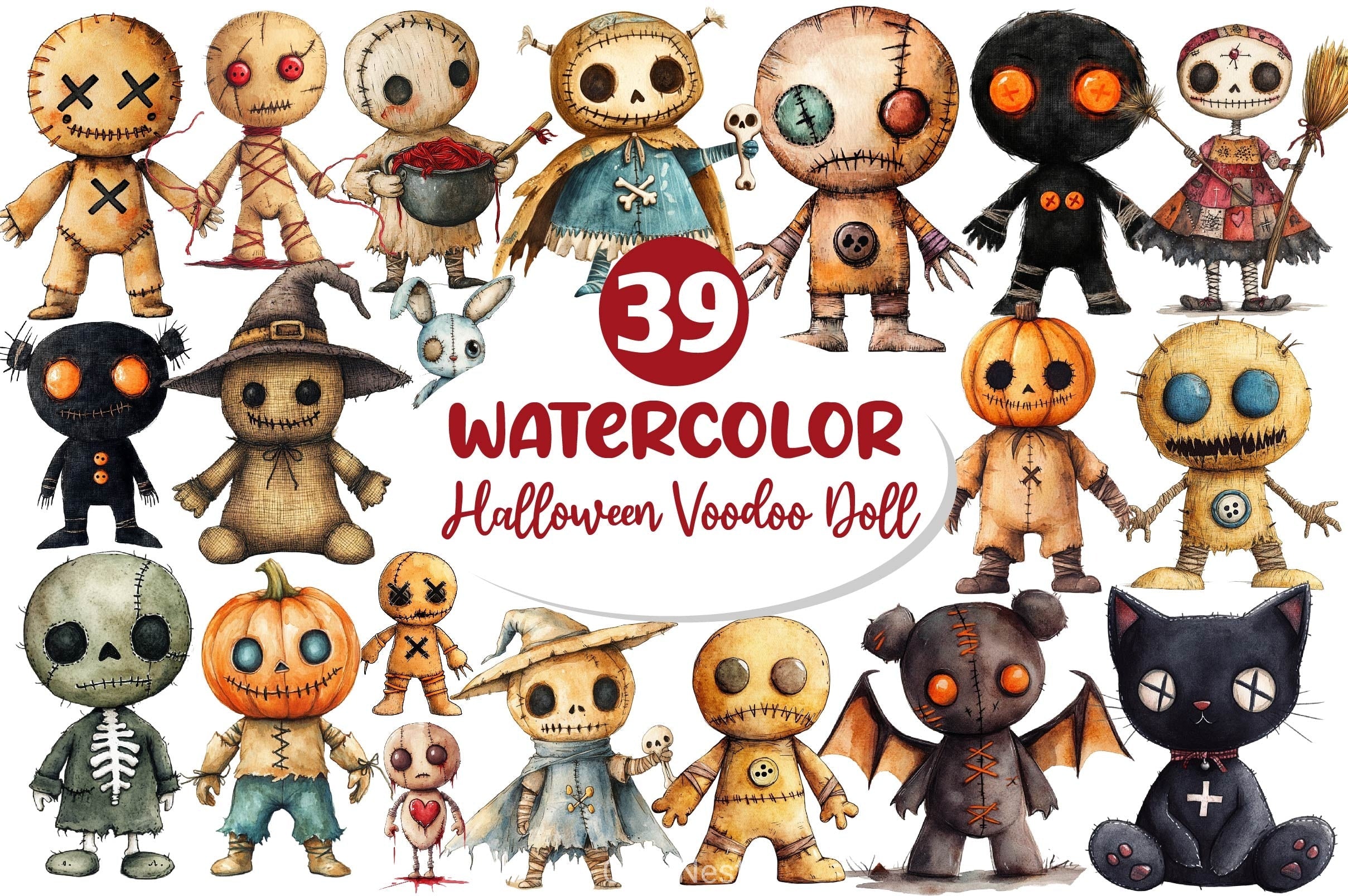 Halloween Voodoo Doll Clipart Bundle 2
