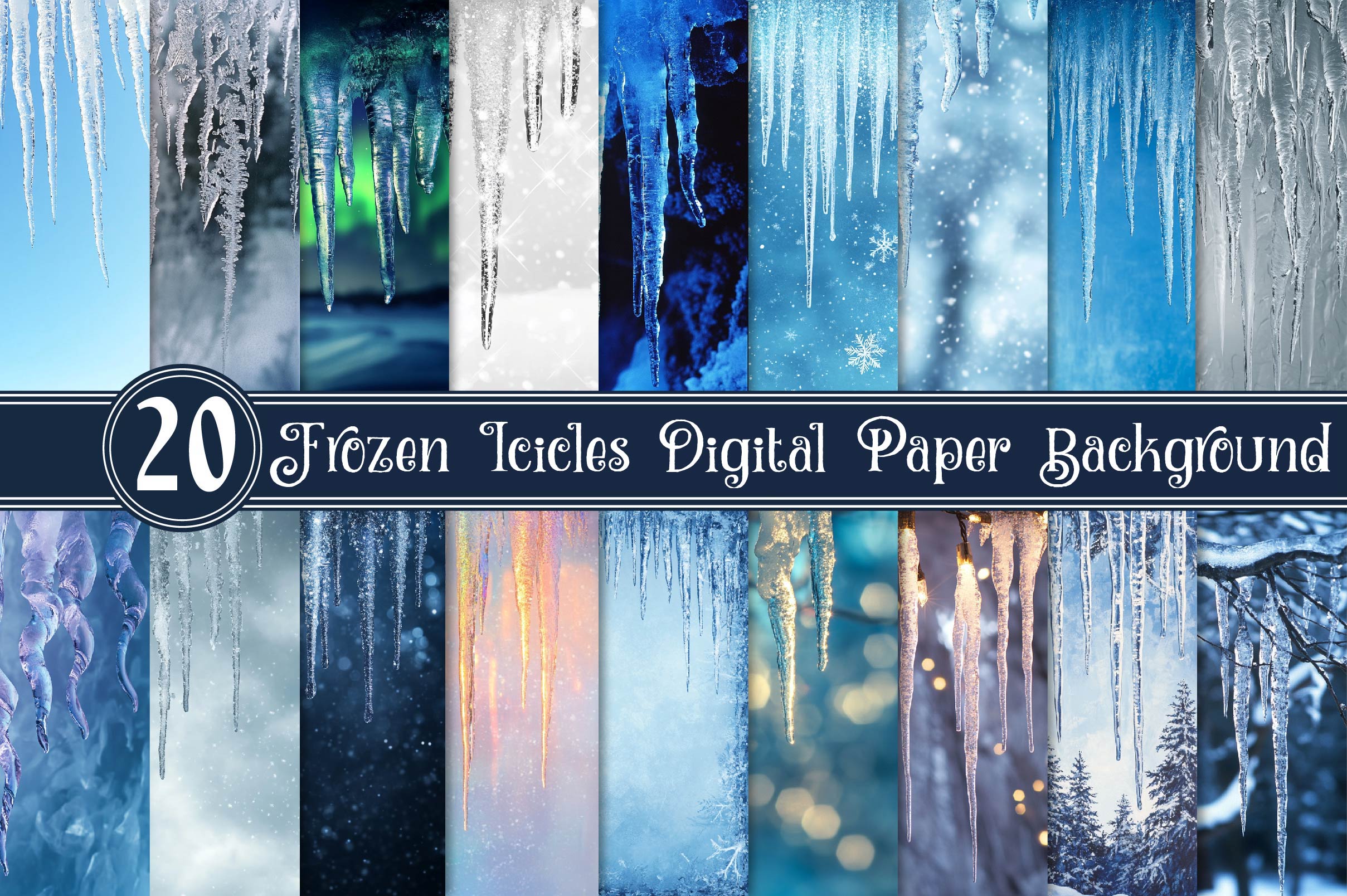 Frozen Icicles Digital Paper