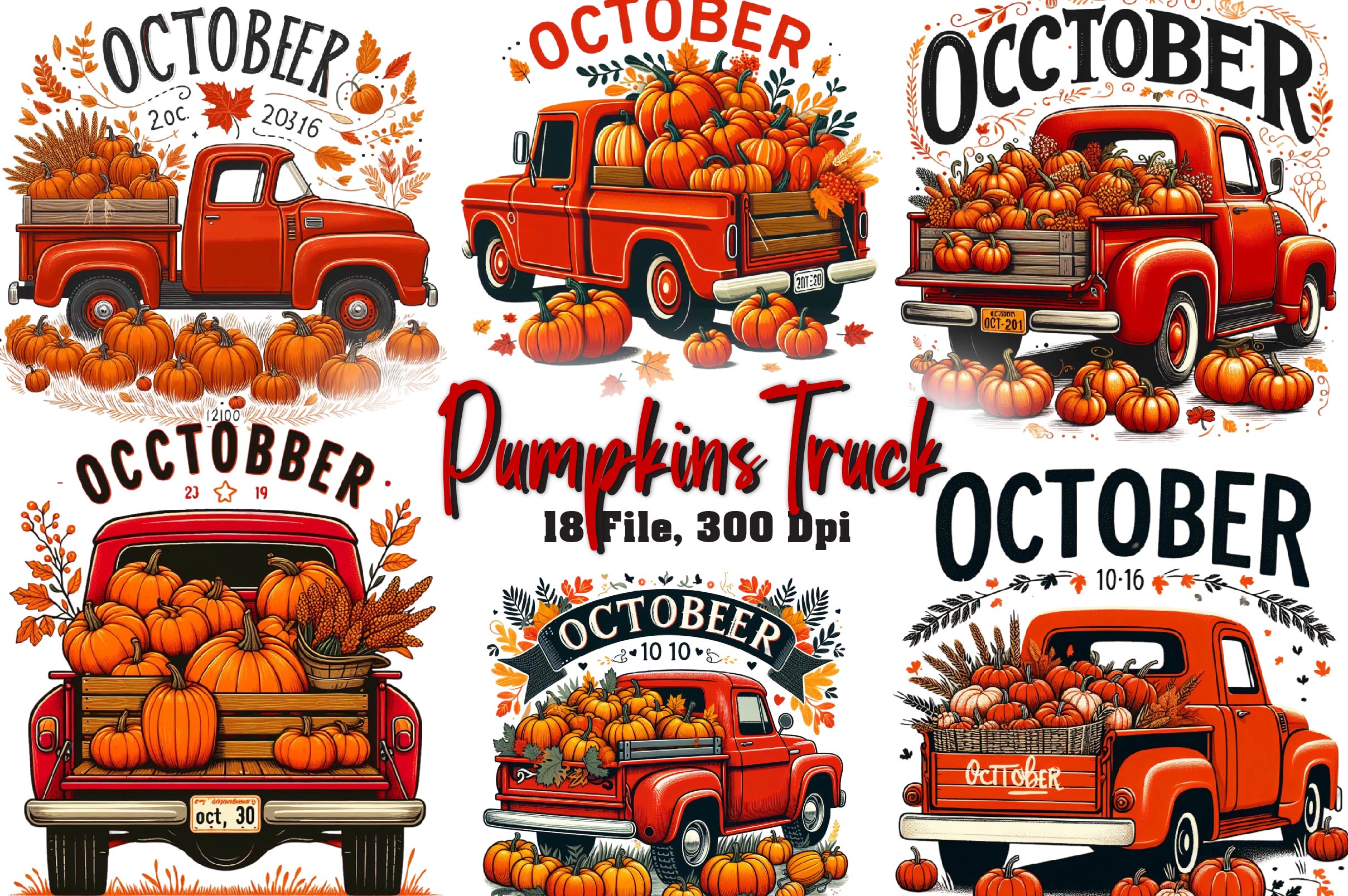 Pumpkins Truck Clipart Bundle